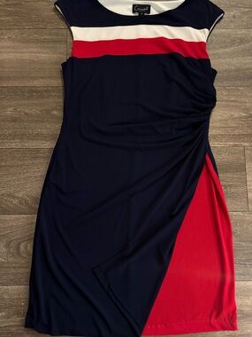 Connected Sleeveless Tri-Tone Sheath Dress